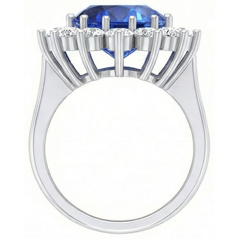 natural round sapphire 9ct ring on white background