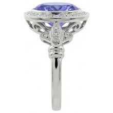 9 Carat Tanzanite Fancy Ring With Small Natural Earth Mined DIAMOND ( NOT LAB GROWN )s White Gold 14K