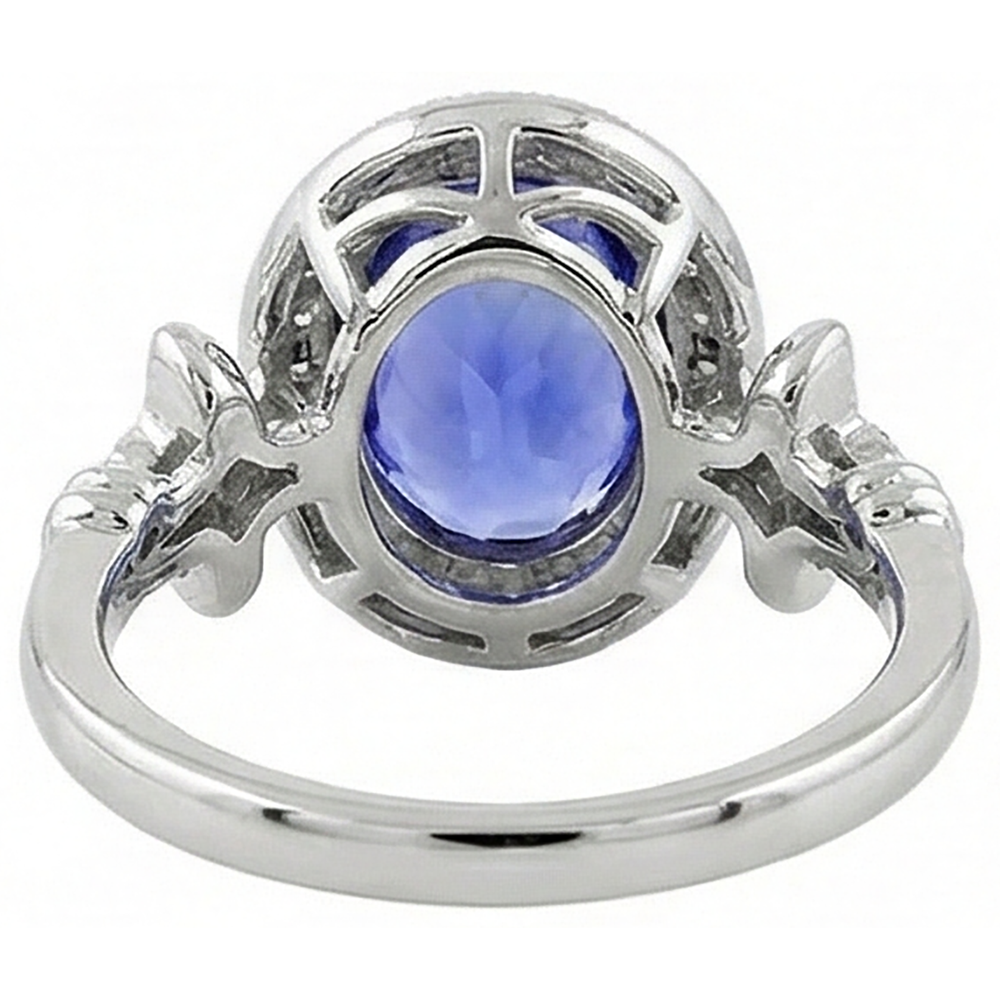 9 Carat Tanzanite Fancy Ring With Small Natural Earth Mined DIAMOND ( NOT LAB GROWN )s White Gold 14K
