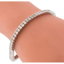 9 Carats Channel Set Princess Cut Genuine Diamond Tennis Bracelet White