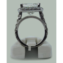 9 Carats Huge Princess Real Diamond Ring With Accents White Gold 14K