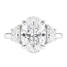 9 Carats Oval Real Natural Earth Mined Diamonds Three Stone Wedding Ring White Gold 14K