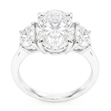 9 Carats Oval Real Natural Earth Mined Diamonds Three Stone Wedding Ring White Gold 14K