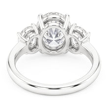 9 Carats Oval Real Natural Earth Mined Diamonds Three Stone Wedding Ring White Gold 14K