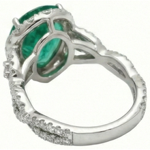 9 Carats Pear Cut Green Emerald Natural Earth Mined Diamond Engagement Ring White Gold 14K
