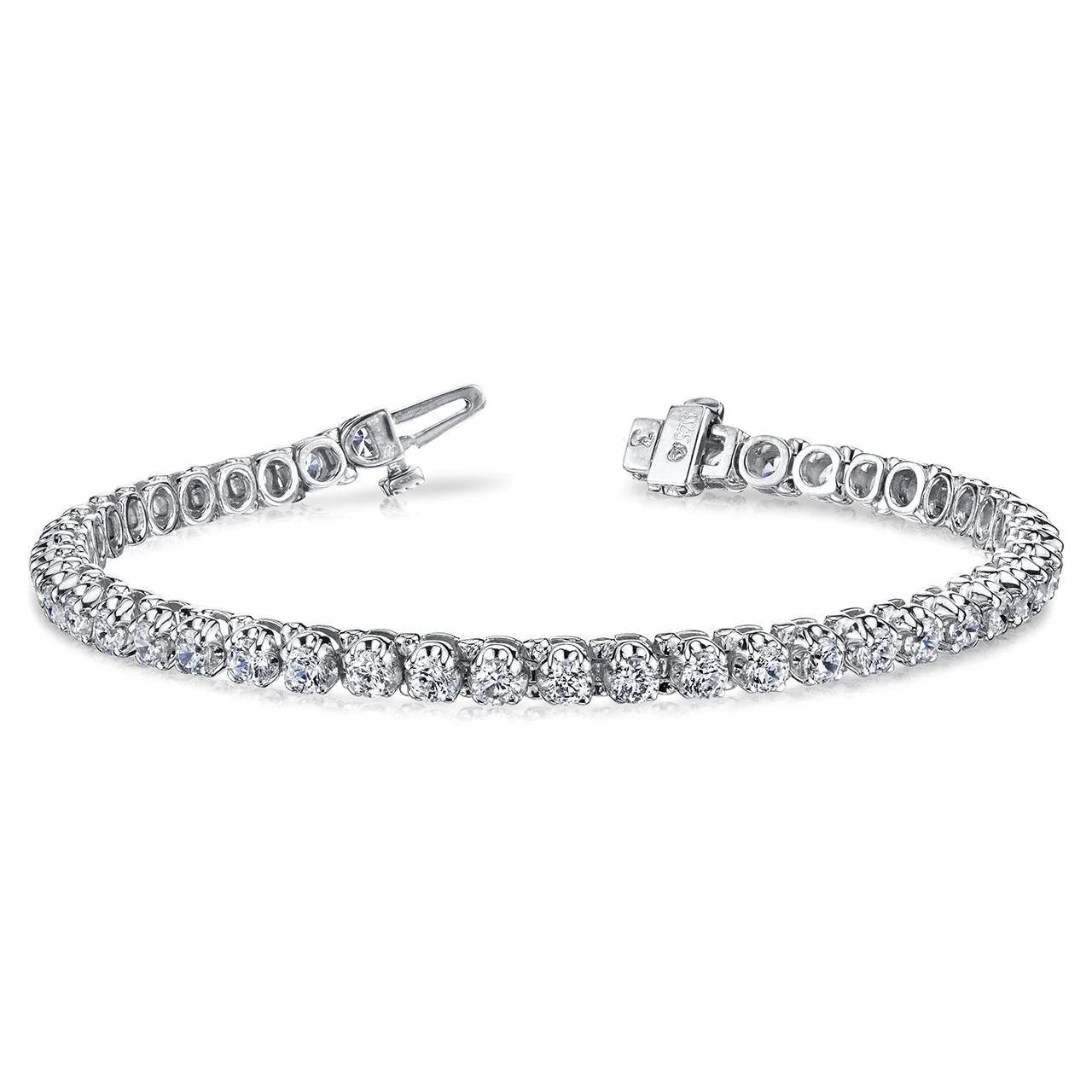 9 Carats Prong Set Natural Diamonds Women Tennis Bracelet White Gold 14K