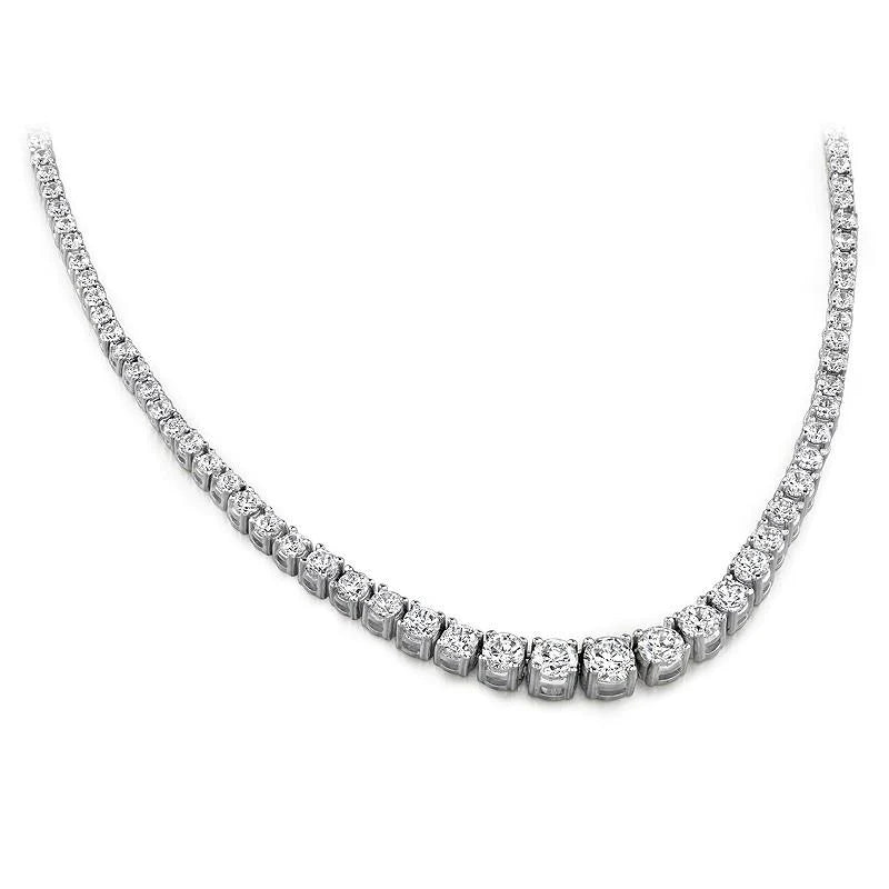 9 Carats Prong Set Real Diamonds Tennis Necklace White Gold 14K