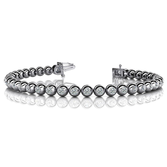 9 Carats Real Diamonds Bezel Set Tennis Round Cut Bracelet White Gold