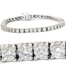 9 Carats Round Cut Real Diamond Tennis Bracelet Solid White Gold 14K
