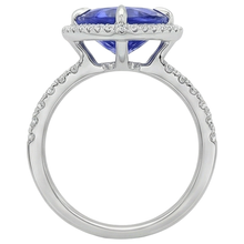 9 Carats Trillion Shape Tanzanite With Round Natural Earth Mined Diamonds Ring White Gold