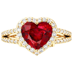 9 Ct Beautiful Heart Shape Ruby And Natural Earth Mined DIAMOND ( NOT LAB GROWN ) Ring Yellow Gold