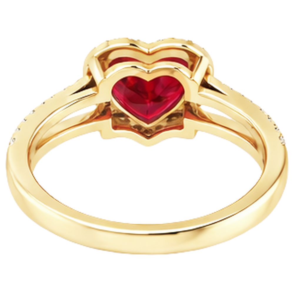 9 Ct Beautiful Heart Shape Ruby And Natural Earth Mined DIAMOND ( NOT LAB GROWN ) Ring Yellow Gold