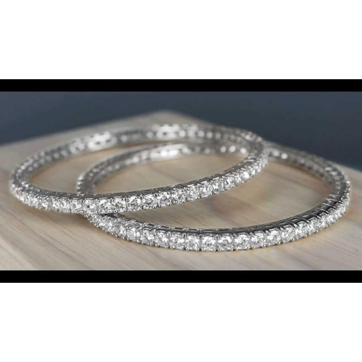 9 Ct Genuine Round Cut Diamond Women Bangle 14K White Gold