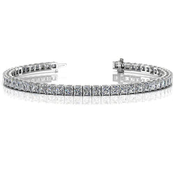 9 Ct Princess Cut Natural Diamond Ladies Tennis Bracelet White Gold Jewelry