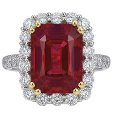 9 Ct Red Cushion Shape Ruby Natural Earth Mined Diamond Wedding Ring Two Tone Gold 14K