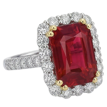 9 Ct Red Cushion Shape Ruby Natural Earth Mined Diamond Wedding Ring Two Tone Gold 14K