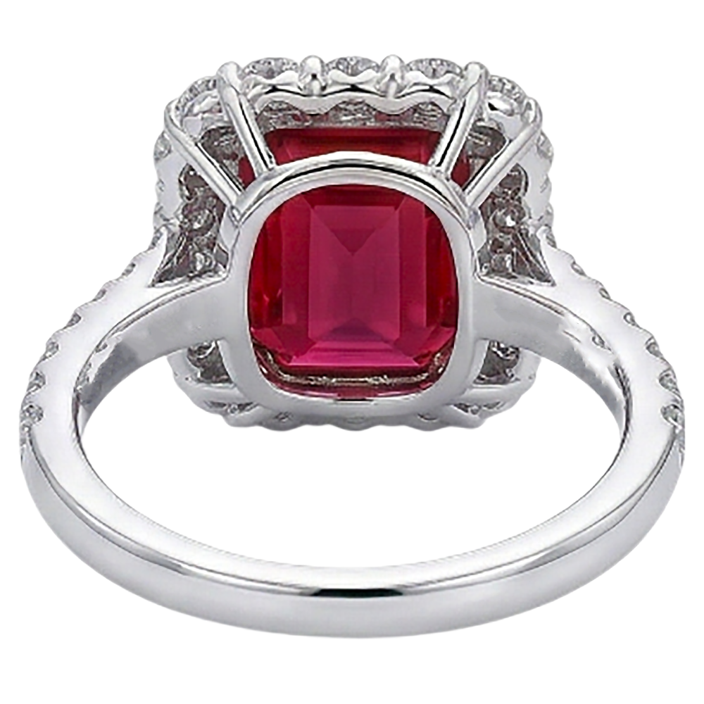 9 Ct Red Cushion Shape Ruby Natural Earth Mined Diamond Wedding Ring Two Tone Gold 14K