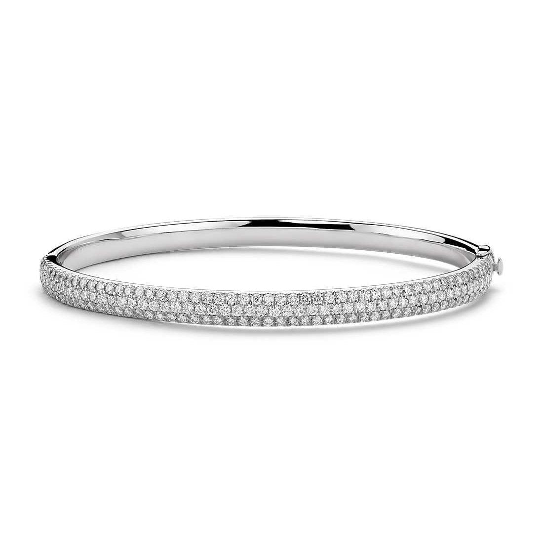 9 Ct Round Genuine Diamond Bangle 14K White Gold New
