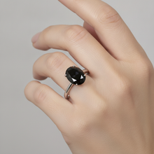 Dark Diamond Engagement Ring 5 Carat Real Oval Black Solitaire Plain 14K White Gold