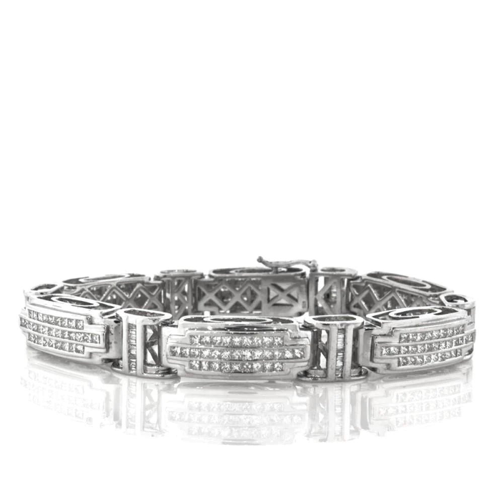 9.30 Carats Fine Jewelry Princess Real Diamond Men Bracelet