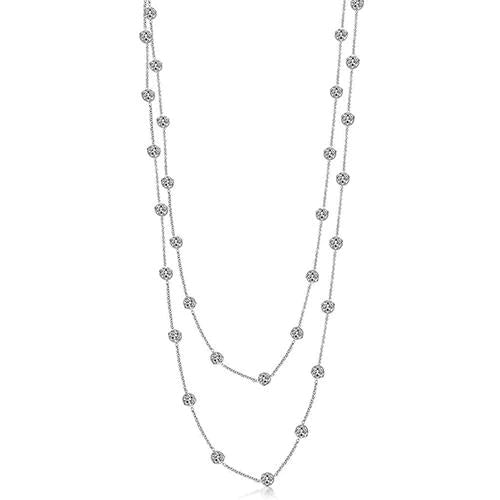 9.30 Ct Geenuine Natural Diamonds By Yard Necklace Double 18 Inch Chain