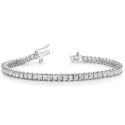 9.70 Ct Prong Set Real Princess Cut Diamonds Tennis Bracelet White Gold