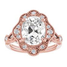 9.75 Carats Halo Wedding Ring Real Oval Old Miner Diamonds Milgrain Shank