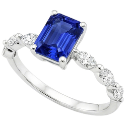 Natural Sapphire Ring 4.50ct - White Gold 14K