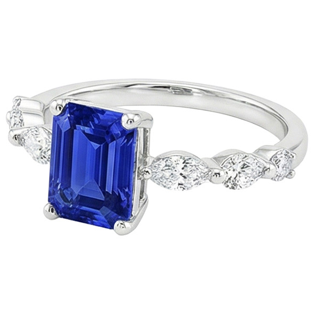 natural emerald sapphire 4.50ct ring on white background
