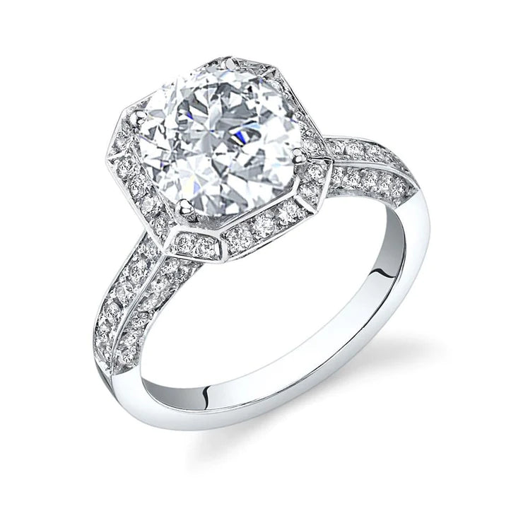 Accented Round Real Diamond Halo Ring 4.30 Ct