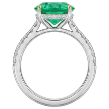 Precious Stone Ring 14 Karat Two Tone Gold with Fine Emerald – back view