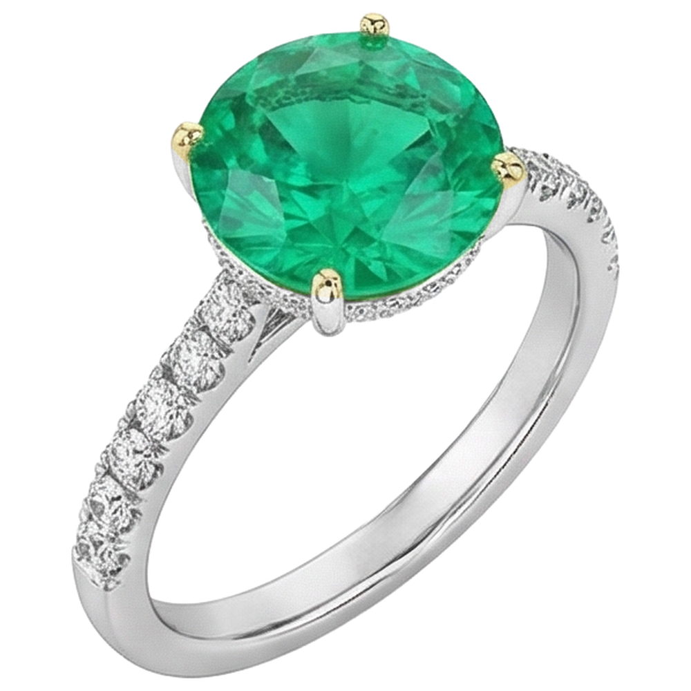 Shimmering Fine Emerald Precious Stone Ring 3.50 ct – angle view