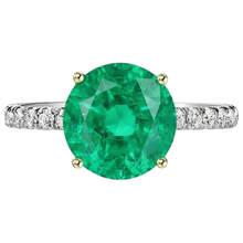 Fine Emerald Precious Stone Ring 3.50-ct 14 Karat Two Tone Gold – front view
