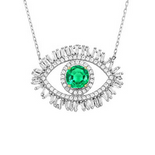 All Seeing Eye Pendant Green Emerald And Natural Earth Mined Diamond Necklace