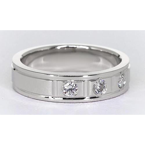 Anniversary Band 0.75 Carats Round Real Diamond White Gold 14K