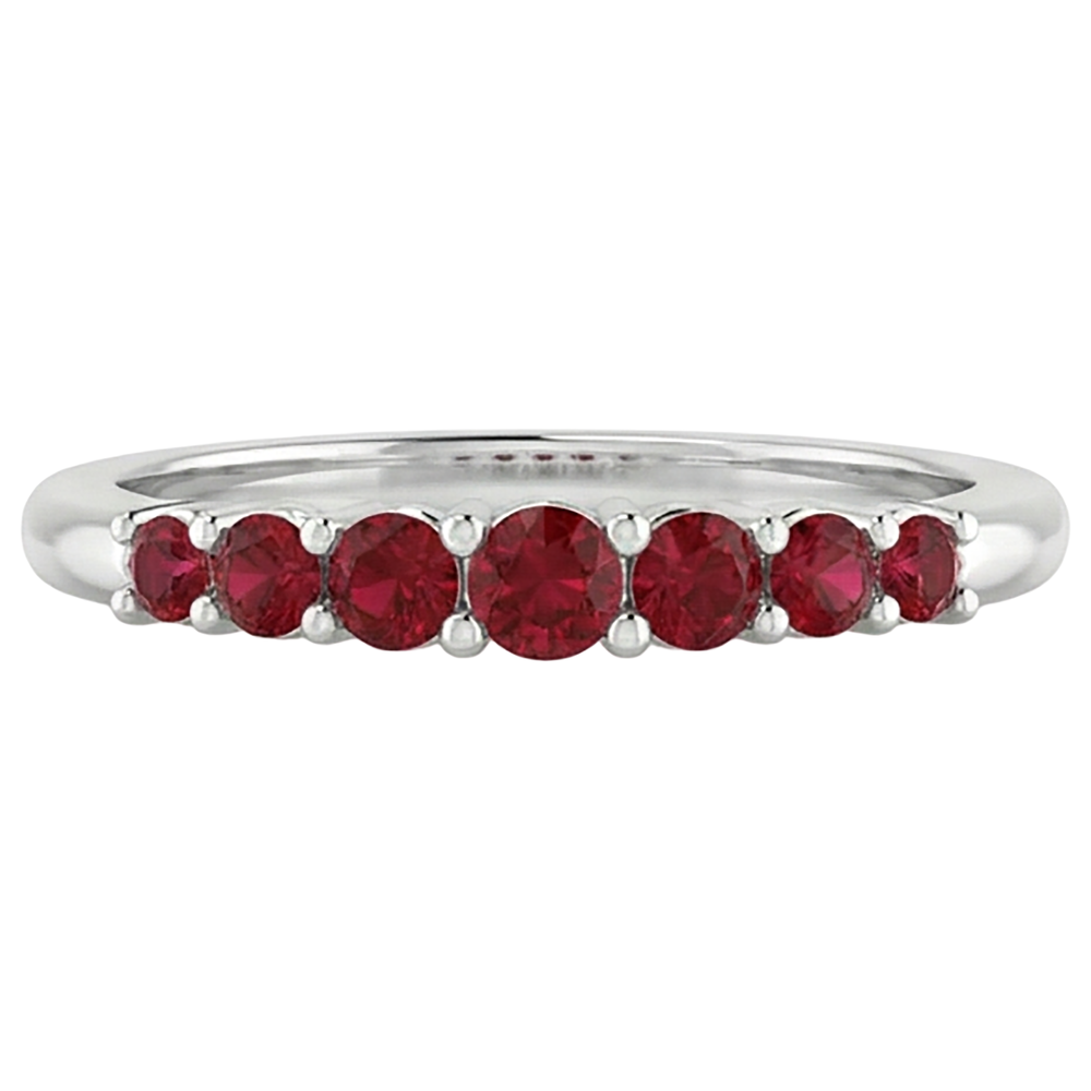 Anniversary Band Burmese Rubies 1 Carat 14K White Gold Jewellery