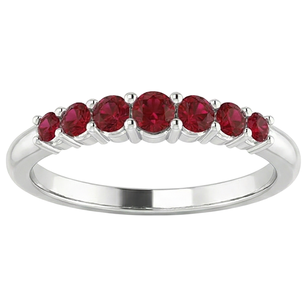 Anniversary Band Burmese Rubies 1 Carat 14K White Gold Jewellery