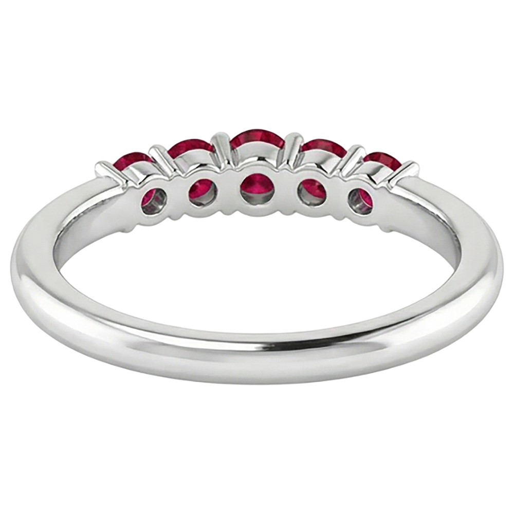 Anniversary Band Burmese Rubies 1 Carat 14K White Gold Jewellery