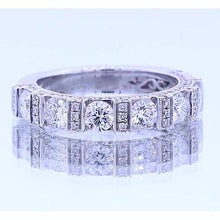 Anniversary Band Round Natural Diamond Vintage Look 1.65 Carats White Gold 14K