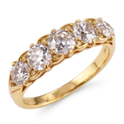 Anniversary Band Round Old Miner Natural Earth Mined Diamond 5 Stone Jewellery 5 Carats