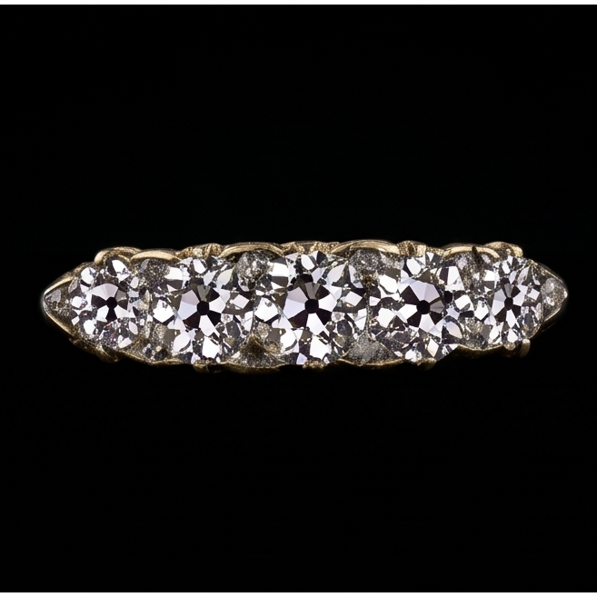 Anniversary Band Round Old Miner Natural Earth Mined Diamond 5 Stone Jewellery 5 Carats