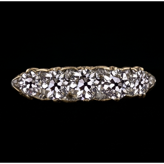 Anniversary Band Round Old Miner Natural Earth Mined Diamond 5 Stone Jewellery 5 Carats