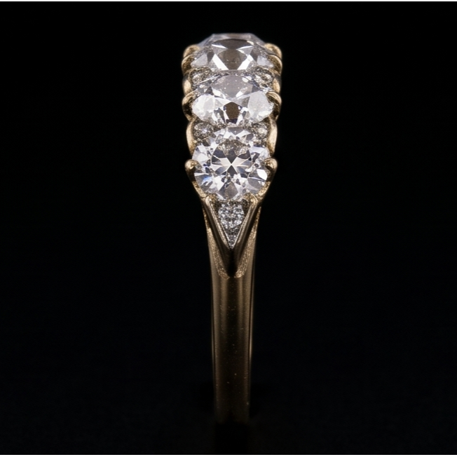 Anniversary Band Round Old Miner Natural Earth Mined Diamond 5 Stone Jewellery 5 Carats
