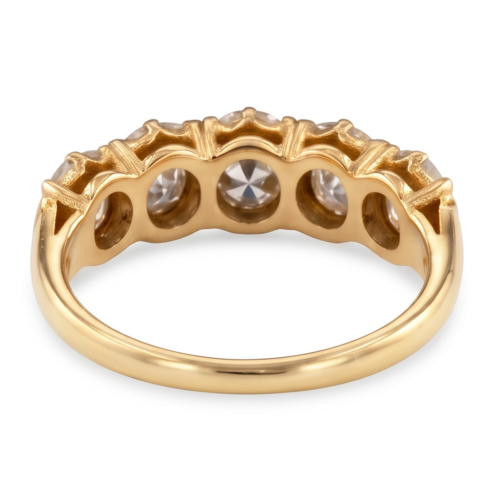 Anniversary Band Round Old Miner Natural Earth Mined Diamond 5 Stone Jewellery 5 Carats