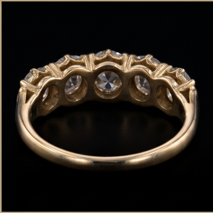 Anniversary Band Round Old Miner Natural Earth Mined Diamond 5 Stone Jewellery 5 Carats