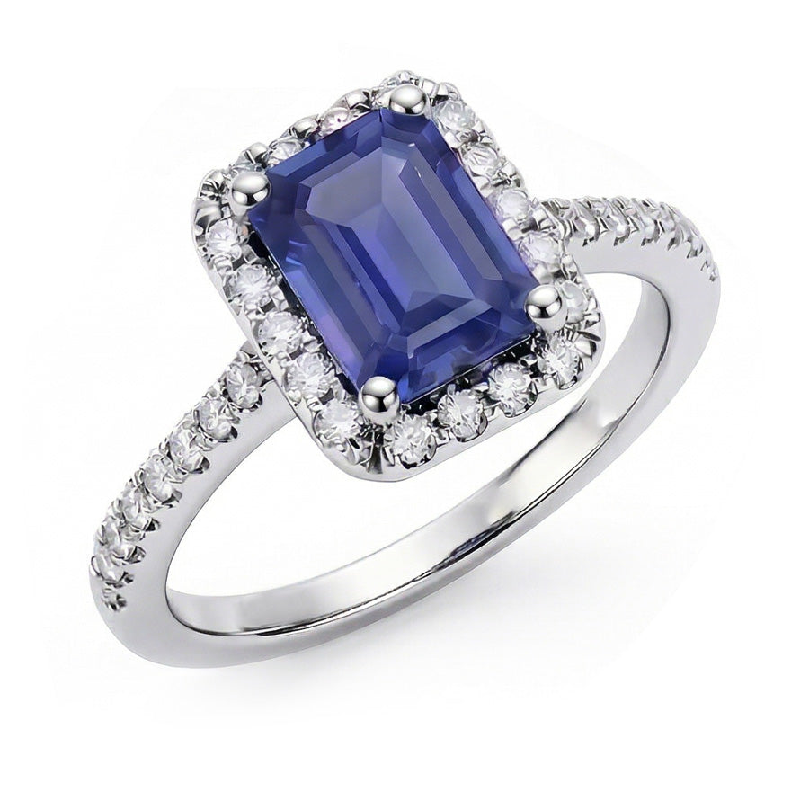 natural emerald sapphire 3.50ct ring front view