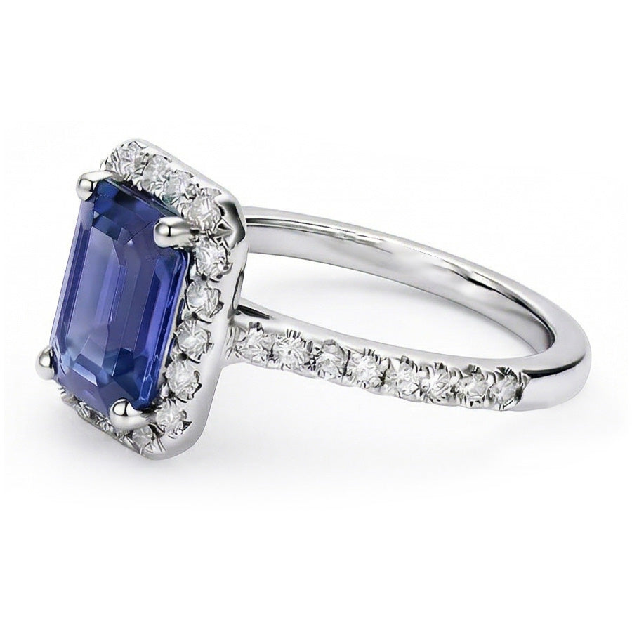 natural emerald sapphire 3.50ct ring top view