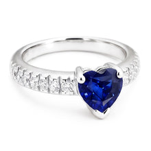 Anniversary Gemstone Ring Heart Sapphire With Natural Earth Mined Diamond Accents 2 Carats