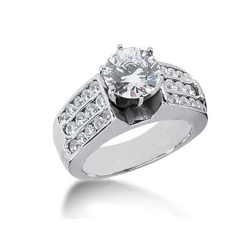 Anniversary Genuine Diamond Engagement Ring 2.51 Carat White Gold 14K