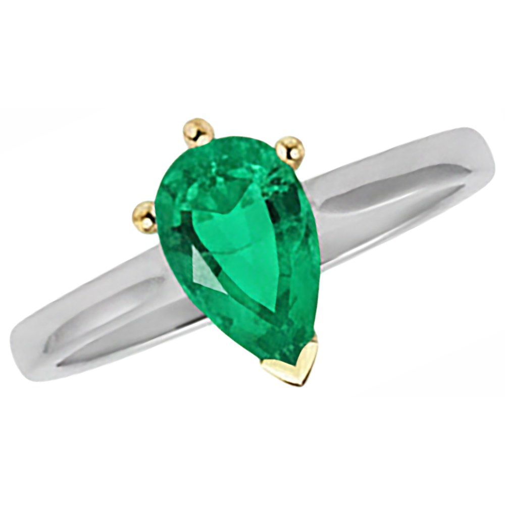 Colored Stone Ring 14 Karat Two Tone Gold with Fine Emerald – angle view